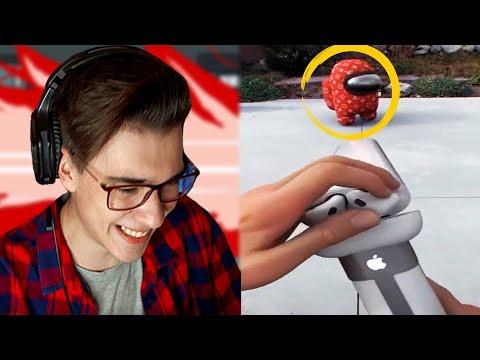 Смешные видео. Among US. Попробуй не засмеяться челлендж