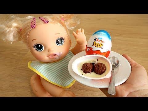 Кукла Пупсик Завтрак Киндер Мультик про  Игрушки Сюрпризы