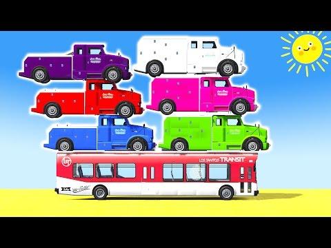 Learn Colors with Trucks on the BUS | Superhero Cartoon Spiderman for Babies and Kids