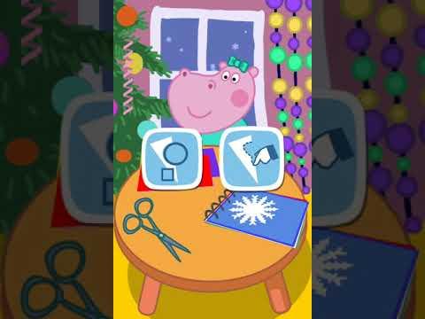 Вырезать Снежинки с Гиппо Пеппой! Мультик Игра!