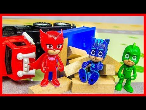 Мультфильм ГЕРОИ в МАСКАХ. Ремонт железной дороги. Кэтбой, Гекко и Алетт мультик для детей