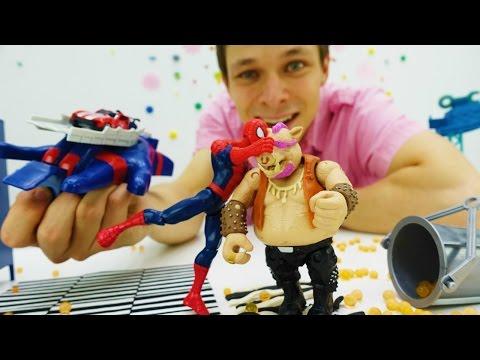 Супергерои МАРВЕЛ! Мультик с Человеком-Пауком. Строим ловушки для Бибопа!