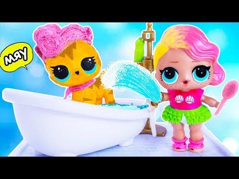 КУКЛЫ ЛОЛ СЮРПРИЗ ПОКРАСИЛИ КОТА! Pet GROOMING at the animal salon Мультик Школа Игрушки Для девочек
