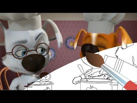 Мультик - раскраска - БЕЛКА и СТРЕЛКА - БЛИНЫ - Мультик Раскраска с Озорной Семейкой