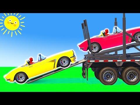 Super Cars Colors for Kids and Babies - Spiderman Cartoon with Nursery Rhymes