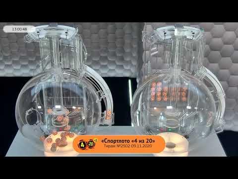 Столото представляет | Лотерея «Спортлото «4 из 20». Тираж №2502  от 09.11.2020 г.