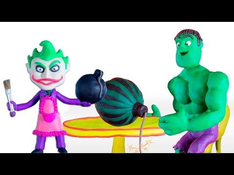 HULK and JOKER Funny cartoon 2017 Play Doh video Stop Motion For children.  Kids story Superheros