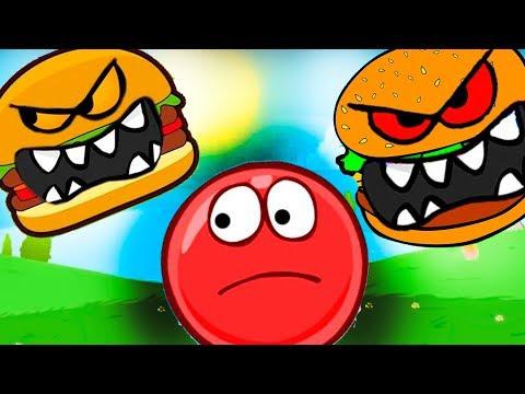 КРАСНЫЙ ШАР ПРОТИВ БУРГЕРОВ #10 - мультик игра для детей приключения красного шарика  RED BALL 4