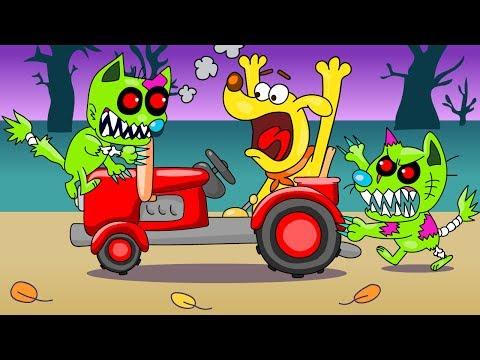 СТРАШНЫЙ ЗОМБИ КОТ погоня за СОБАКОЙ Игровой Мультик для Детей Zombie cats
