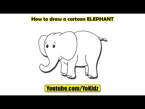 How to draw Cartoon ELEPHANT for kids