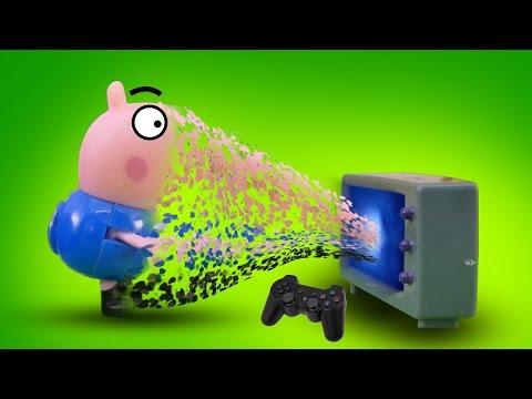 Свинка Пеппа видеоигра онлайн Джордж застрял в телевизоре Peppa Pig Мультик из игрушек - Серия 117