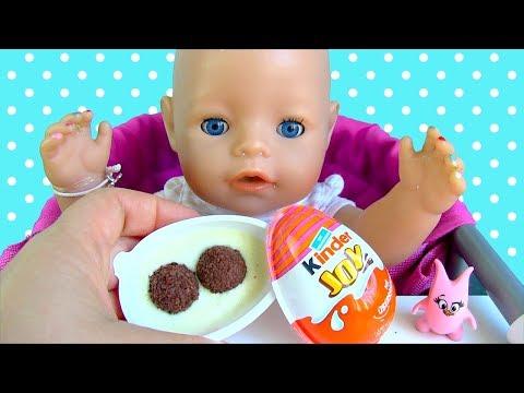 Кукла Беби Бон Кушает Макароны Брокколи Открывает Киндер Сюрприз Яйцо Мультик Для детей