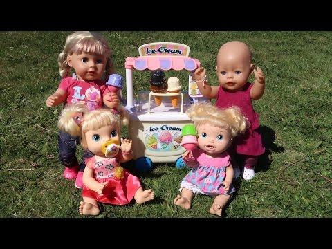 Куклы Пупсики #Бебибон Беби Элайв Мультик На прогулке Тележка с Мороженым Детский Велосипед Игрушк