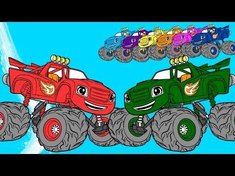 Вспыш и чудо-машинки. Мультик Раскраска. Учим цвета. Cartoon Blaze. Learn Colors