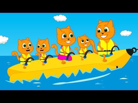 Cats Family - Cartoon for Kids | New Episode #48 | Riding on Banana Boat