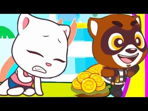 ГОВОРЯЩИЙ ТОМ БЕГ ЗА СЛАДОСТЯМИ #17 мультик игра для детей КОШКА АНЖЕЛА и Том видео для малышей