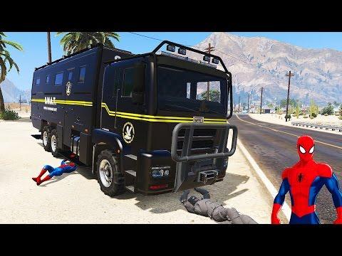 Spiderman Disney Cars Lightning McQueen Repair Police Swat Truck (Nursery Rhymes - Cartoon For Kids)