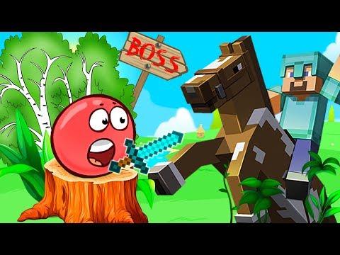 КРАСНЫЙ ШАР против МАЙНКРАФТА - Смотреть ИГРУ как МУЛЬТИК - Red Ball 4 для детей малышей