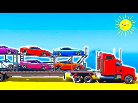 FUN CARS TRANSPORTATION with Superheroes - Spiderman Trucks Cartoon for Kids and Babies