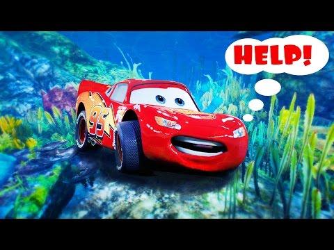 LIGHTNING McQueen UNDERWATER! Cartoon for kids w/  Spiderman, Hulk, Batman