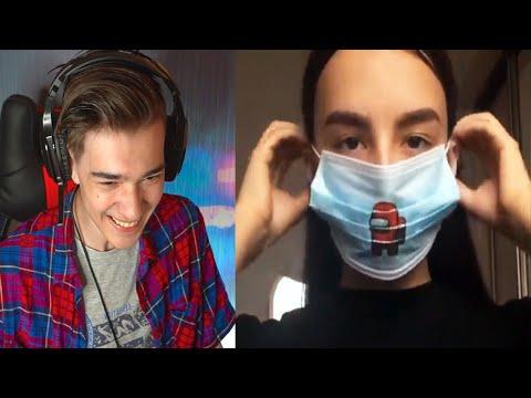 Лучшие приколы. ВИРУСНАЯ МАСКА AMONG US! Попробуй не засмеяться челлендж